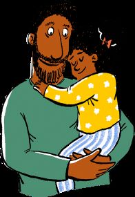 Cartoon of parent and child