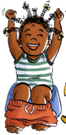 Child celebrating on the potty